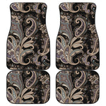 Dark Brown Paisley Pattern Print Front and Back Car Floor Mats