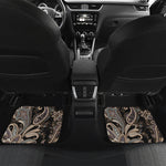 Dark Brown Paisley Pattern Print Front and Back Car Floor Mats