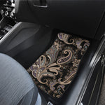 Dark Brown Paisley Pattern Print Front and Back Car Floor Mats