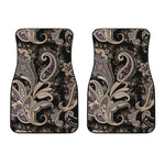 Dark Brown Paisley Pattern Print Front Car Floor Mats