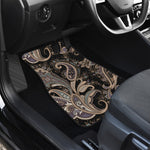 Dark Brown Paisley Pattern Print Front Car Floor Mats