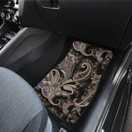 Dark Brown Paisley Pattern Print Front Car Floor Mats