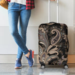 Dark Brown Paisley Pattern Print Luggage Cover