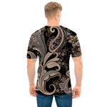 Dark Brown Paisley Pattern Print Men's T-Shirt