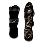 Dark Brown Paisley Pattern Print Muay Thai Shin Guard