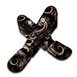 Dark Brown Paisley Pattern Print Muay Thai Shin Guard