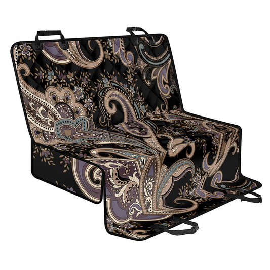 Dark Brown Paisley Pattern Print Pet Car Back Seat Cover