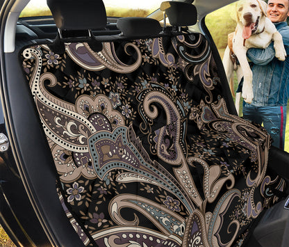 Dark Brown Paisley Pattern Print Pet Car Back Seat Cover