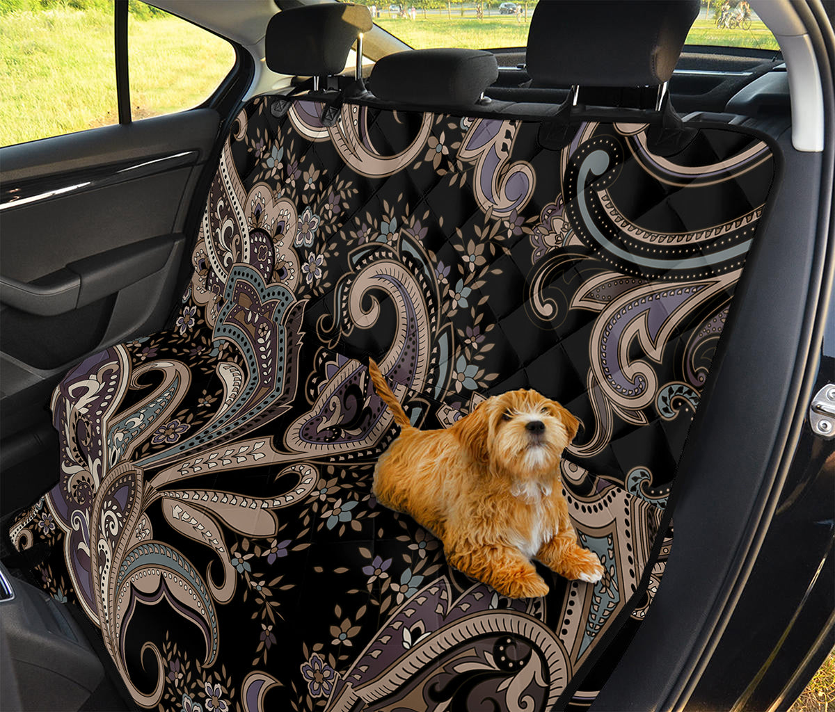 Dark Brown Paisley Pattern Print Pet Car Back Seat Cover