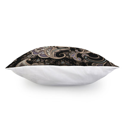 Dark Brown Paisley Pattern Print Pillow Cover