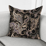 Dark Brown Paisley Pattern Print Pillow Cover
