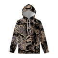 Dark Brown Paisley Pattern Print Pullover Hoodie