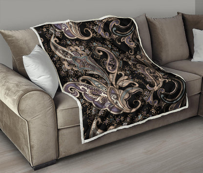 Dark Brown Paisley Pattern Print Quilt