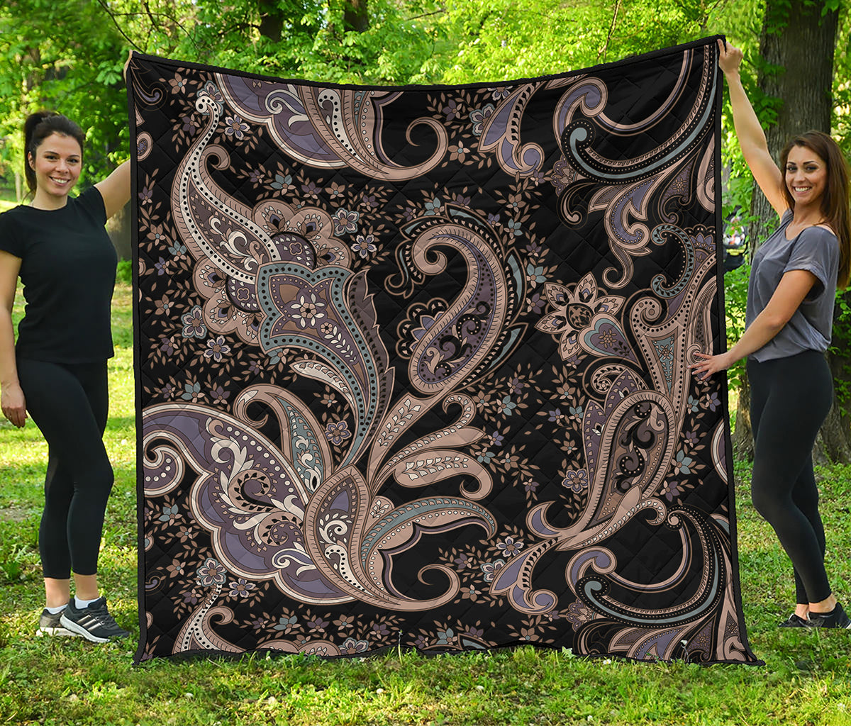 Dark Brown Paisley Pattern Print Quilt