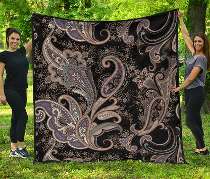 Dark Brown Paisley Pattern Print Quilt