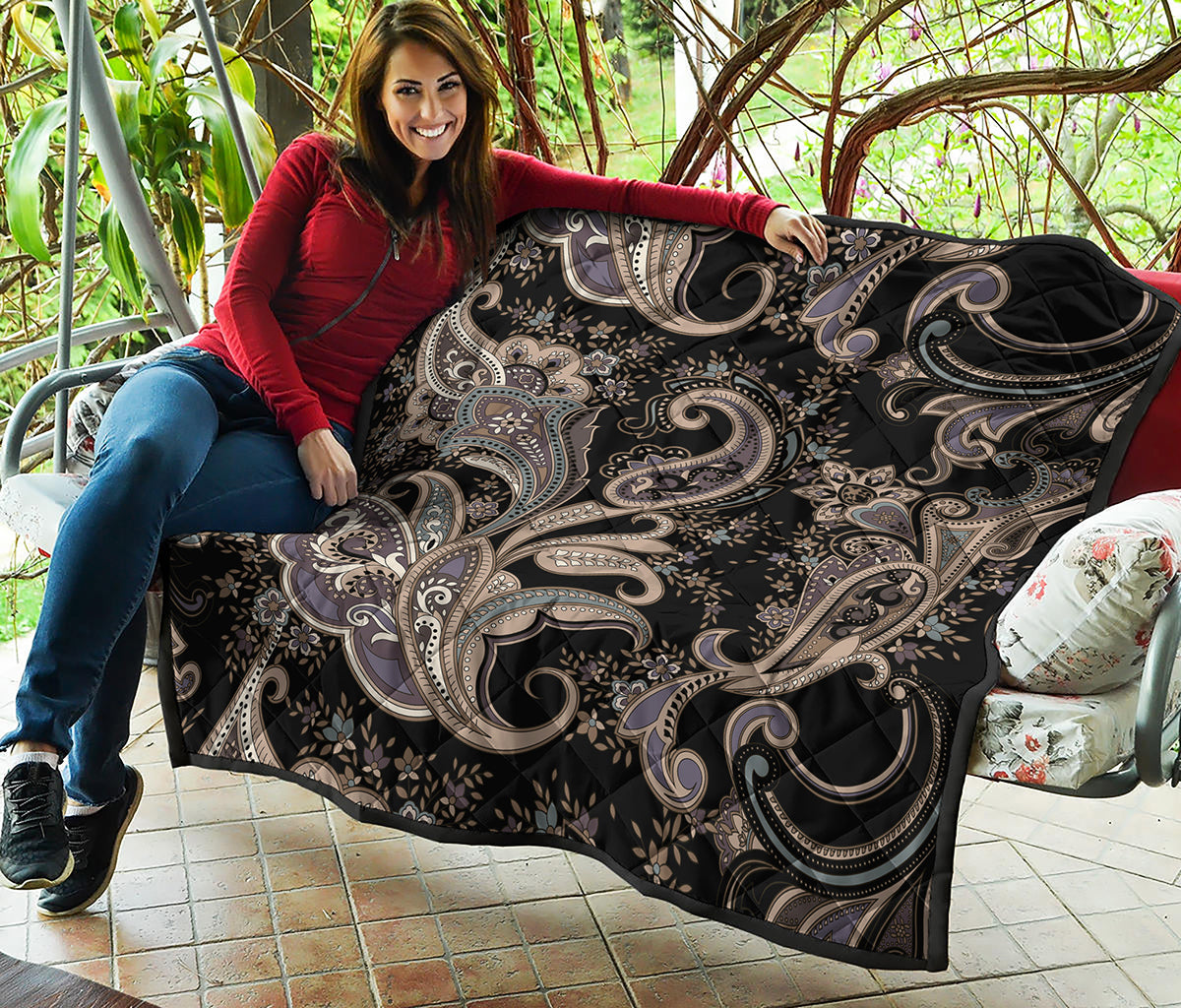 Dark Brown Paisley Pattern Print Quilt