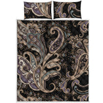 Dark Brown Paisley Pattern Print Quilt Bed Set