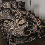 Dark Brown Paisley Pattern Print Quilt Bed Set