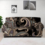 Dark Brown Paisley Pattern Print Sofa Cover