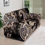 Dark Brown Paisley Pattern Print Sofa Cover