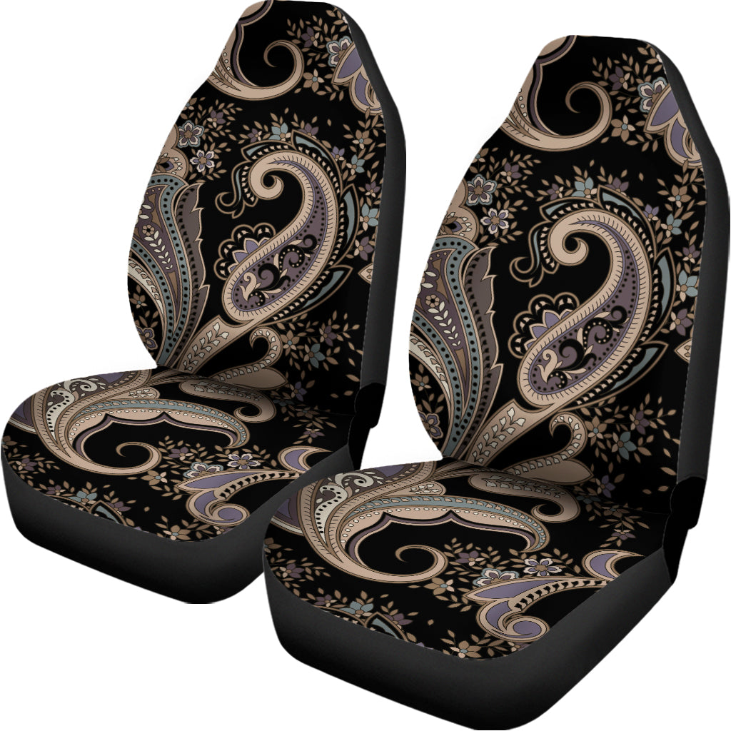 Dark Brown Paisley Pattern Print Universal Fit Car Seat Covers