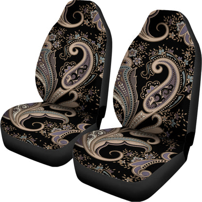 Dark Brown Paisley Pattern Print Universal Fit Car Seat Covers