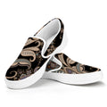 Dark Brown Paisley Pattern Print White Slip On Sneakers