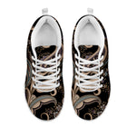 Dark Brown Paisley Pattern Print White Sneakers