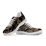 Dark Brown Paisley Pattern Print White Sneakers