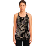 Dark Brown Paisley Pattern Print Women's Racerback Tank Top