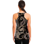 Dark Brown Paisley Pattern Print Women's Racerback Tank Top