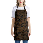 Dark Brown Western Damask Print Apron