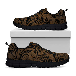 Dark Brown Western Damask Print Black Sneakers