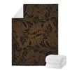 Dark Brown Western Damask Print Blanket