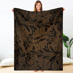 Dark Brown Western Damask Print Blanket