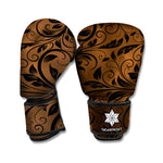 Dark Brown Western Damask Print Boxing Gloves