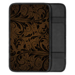 Dark Brown Western Damask Print Car Center Console Cover
