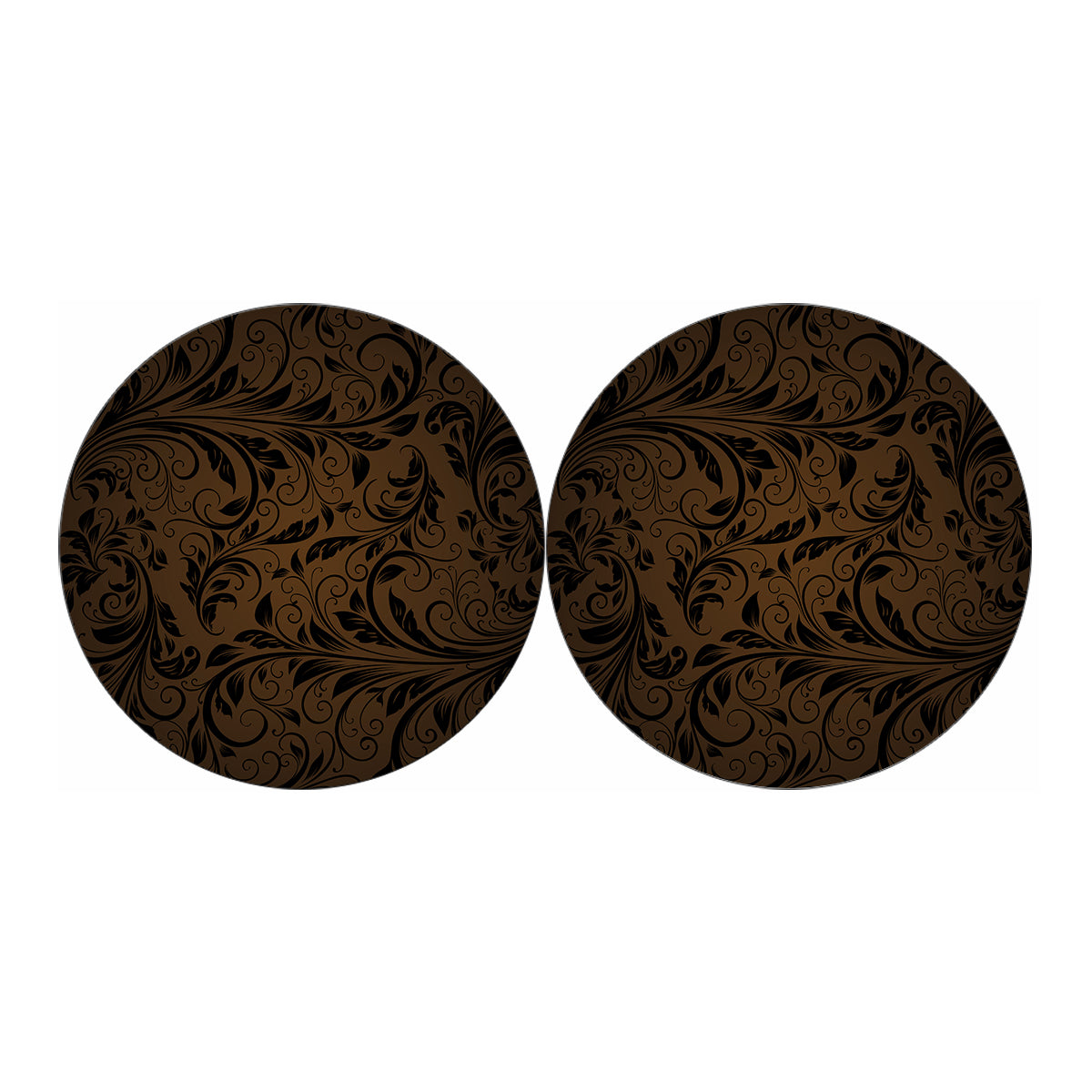 Dark Brown Western Damask Print Car Coasters