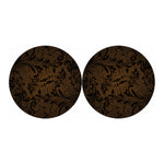 Dark Brown Western Damask Print Car Coasters