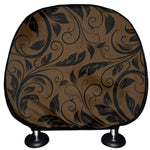 Dark Brown Western Damask Print Car Headrest Covers