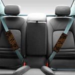 Dark Brown Western Damask Print Car Seat Belt Covers