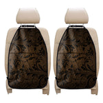 Dark Brown Western Damask Print Car Seat Organizers