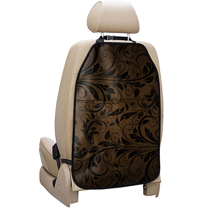Dark Brown Western Damask Print Car Seat Organizers