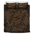 Dark Brown Western Damask Print Duvet Cover Bedding Set
