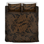 Dark Brown Western Damask Print Duvet Cover Bedding Set