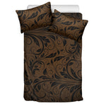 Dark Brown Western Damask Print Duvet Cover Bedding Set
