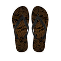 Dark Brown Western Damask Print Flip Flops