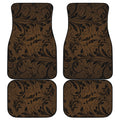 Dark Brown Western Damask Print Front and Back Car Floor Mats