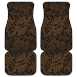 Dark Brown Western Damask Print Front and Back Car Floor Mats