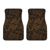 Dark Brown Western Damask Print Front Car Floor Mats